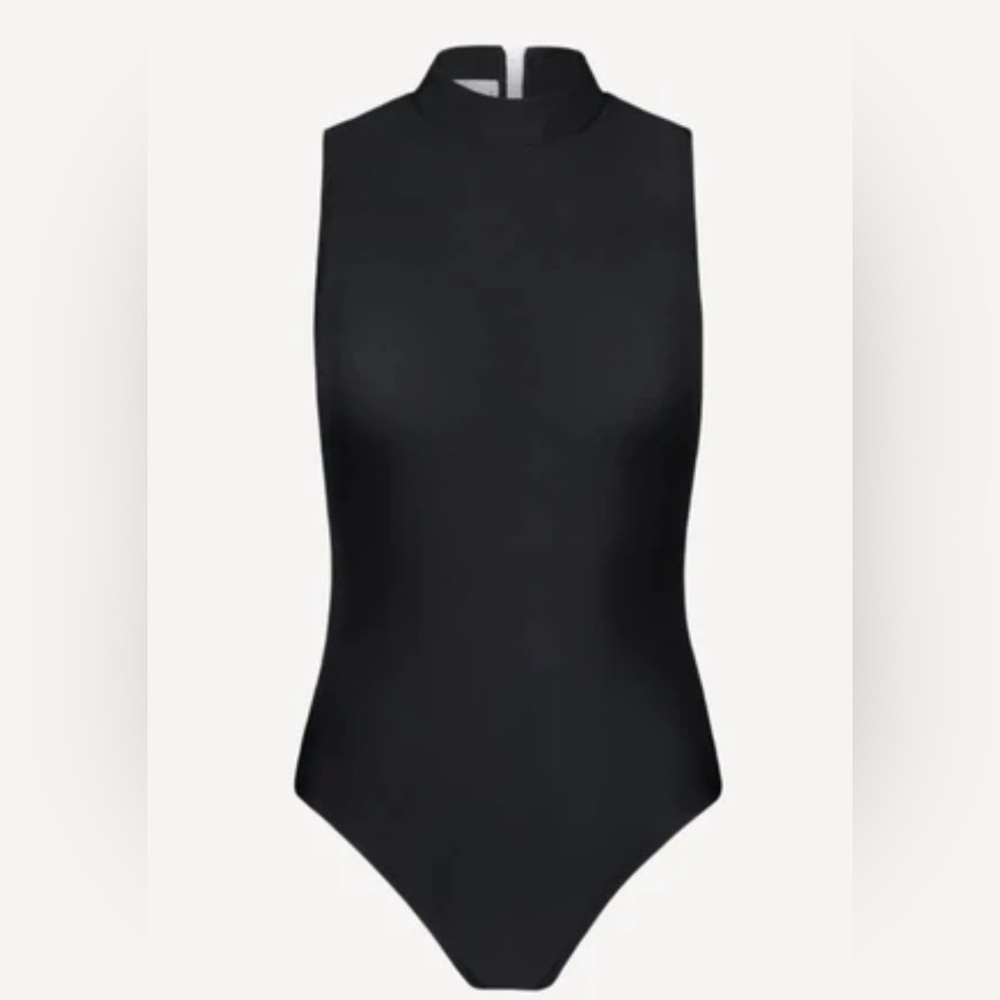 NWT body wrappers zip back sleeveless leotard black XL